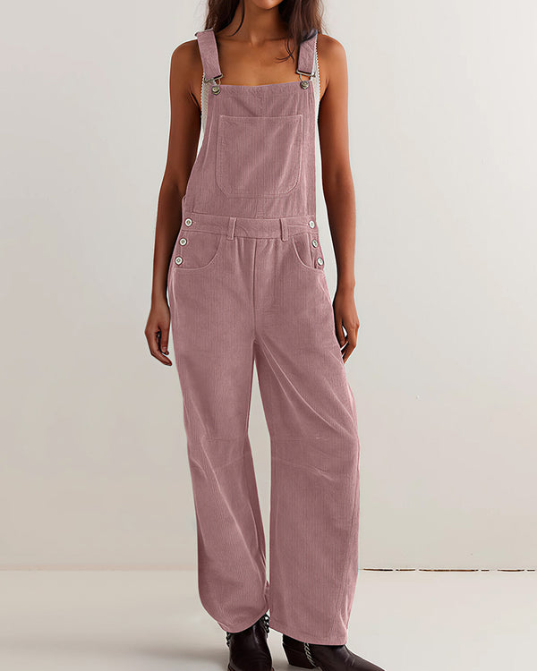 Curvvvy™ Vintage-Latzhose aus Baumwolle und Leinen mit Taschen
