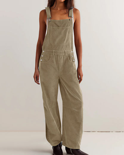 Curvvvy™ Vintage-Latzhose aus Baumwolle und Leinen mit Taschen