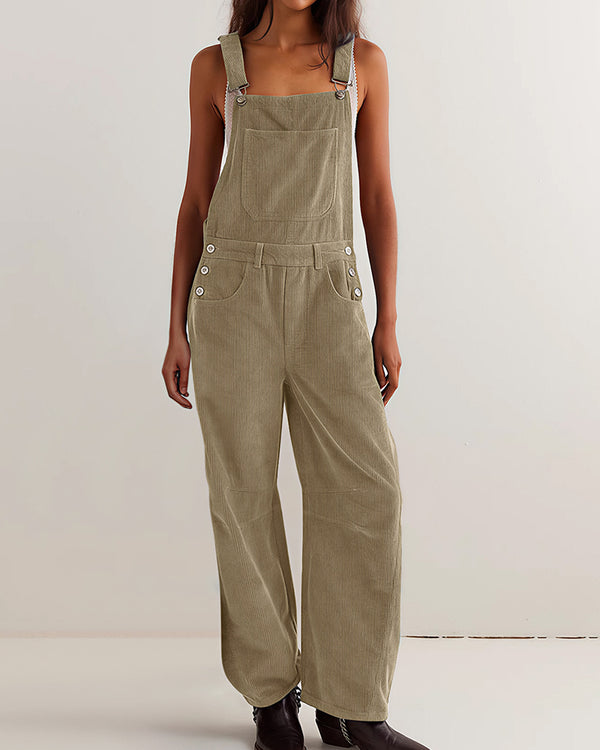Curvvvy™ Vintage-Latzhose aus Baumwolle und Leinen mit Taschen