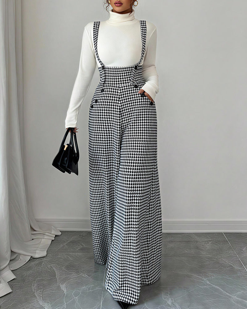 Curvvvy™ Vintage-Latzhose aus Baumwolle und Leinen mit Taschen