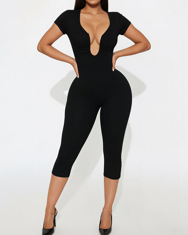 Curvvvy™ Tweedelige Loungeset met Korte Mouwen en Wijde Broek met Trekkoord