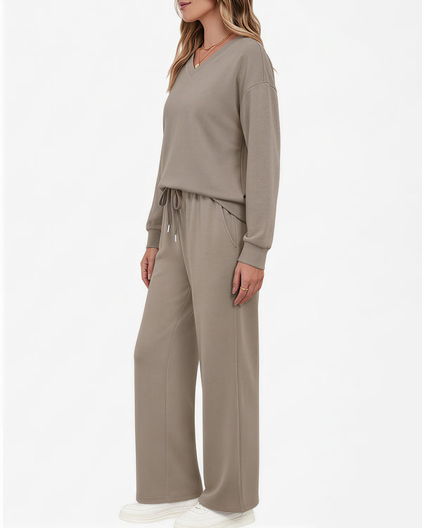 Curvvvy™ Completo Casual con Top con Spalle Scoperte e Pantaloni Ampi