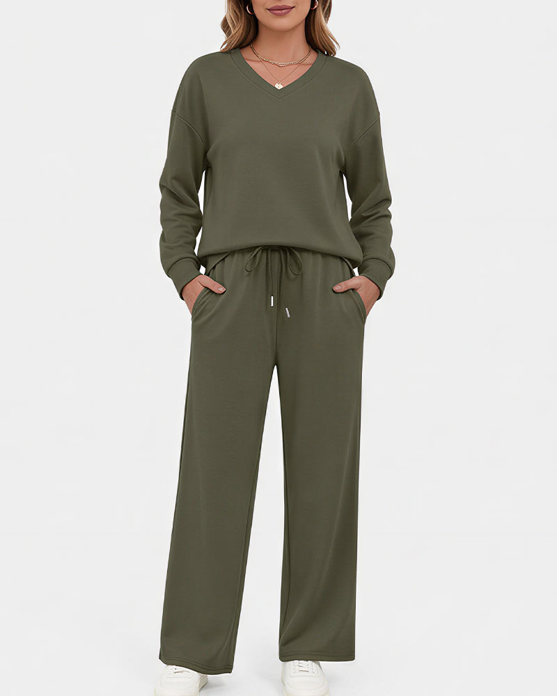 Curvvvy™ Completo Casual con Top con Spalle Scoperte e Pantaloni Ampi