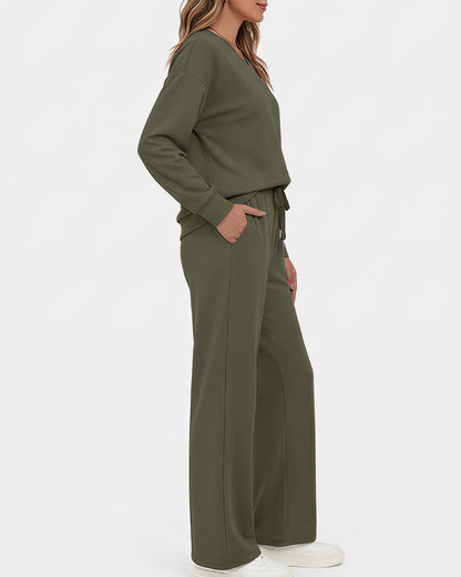 Curvvvy™ Completo Casual con Top con Spalle Scoperte e Pantaloni Ampi