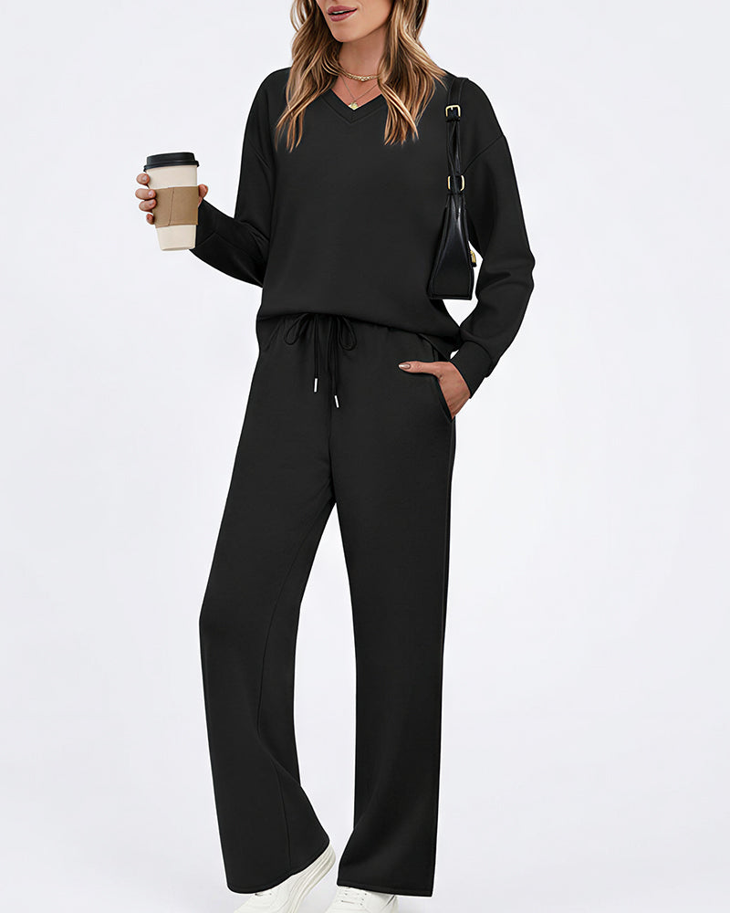 Curvvvy™ Completo Casual con Top con Spalle Scoperte e Pantaloni Ampi