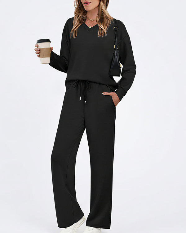 Curvvvy™ Completo Casual con Top con Spalle Scoperte e Pantaloni Ampi