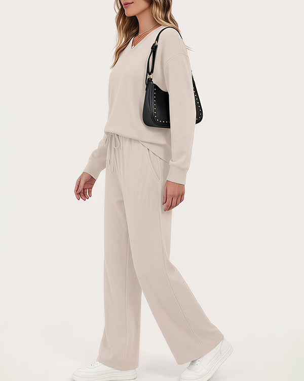 Curvvvy™ Completo Casual con Top con Spalle Scoperte e Pantaloni Ampi