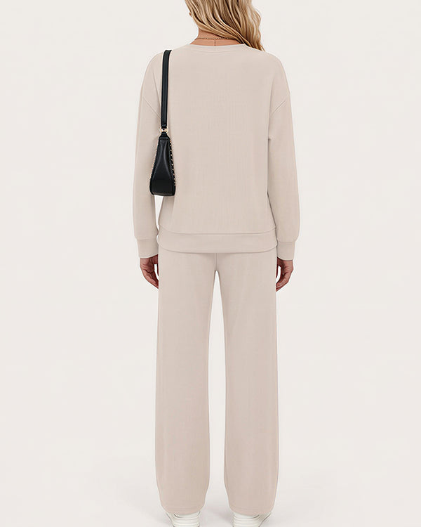 Curvvvy™ Completo Casual con Top con Spalle Scoperte e Pantaloni Ampi