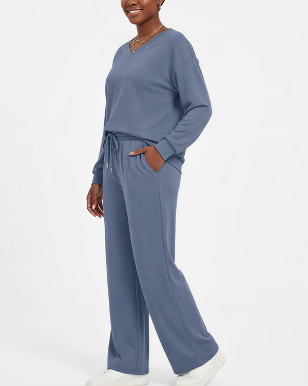 Curvvvy™ Completo Casual con Top con Spalle Scoperte e Pantaloni Ampi