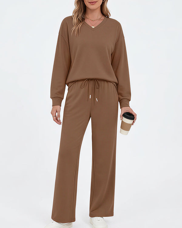 Curvvvy™ Completo Casual con Top con Spalle Scoperte e Pantaloni Ampi