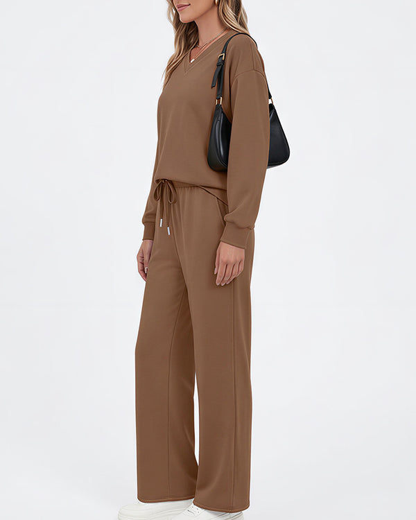 Curvvvy™ Completo Casual con Top con Spalle Scoperte e Pantaloni Ampi