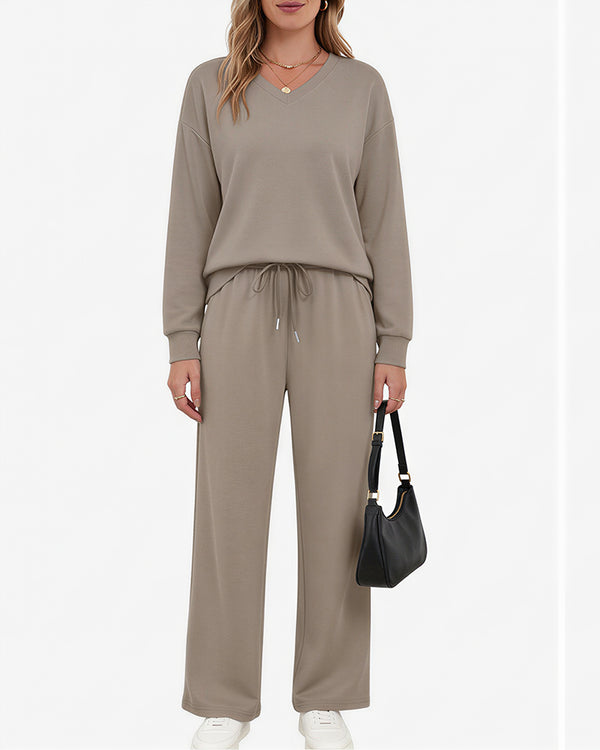Curvvvy™ Completo Casual con Top con Spalle Scoperte e Pantaloni Ampi
