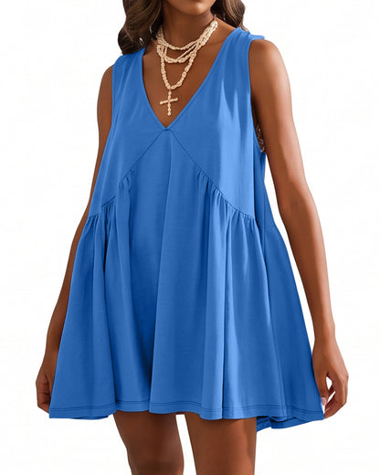Curvvvy™ V-Neck Flowy Mini Sundress With Pockets
