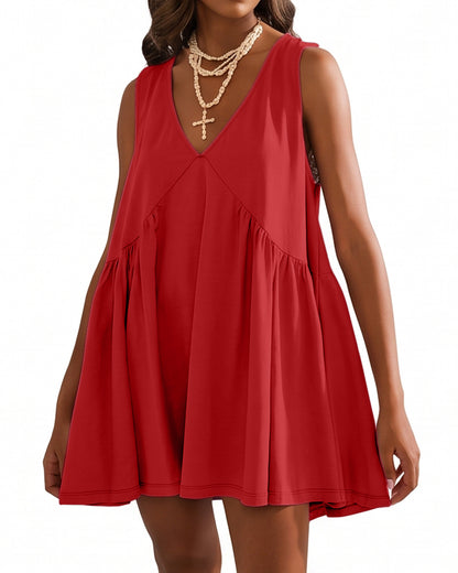 Curvvvy™ V-Neck Flowy Mini Sundress With Pockets