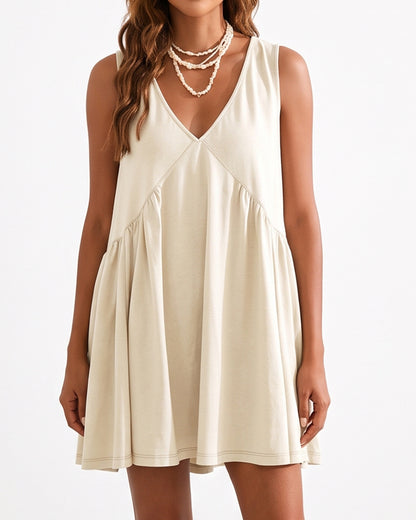 Curvvvy™ V-Neck Flowy Mini Sundress With Pockets