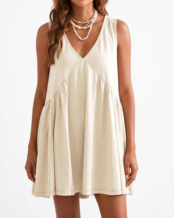 Curvvvy™ V-Neck Flowy Mini Sundress With Pockets
