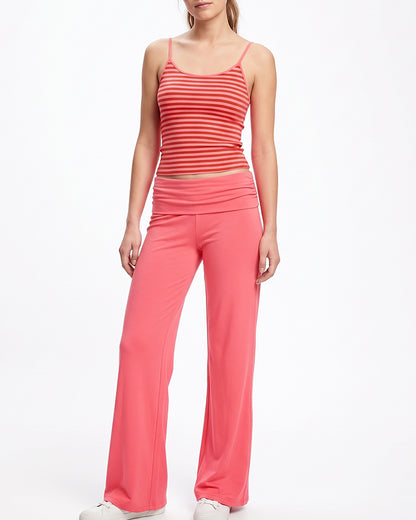 Curvvvy™ Conjunto Casual con Top de Hombros Descubiertos y Pantalón Ancho