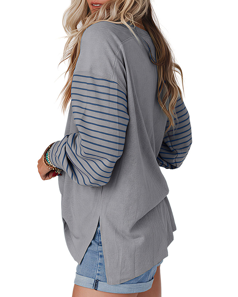 Curvvvy™ Müheloses Oversized-Sweatshirt mit Kerb-V-Ausschnitt