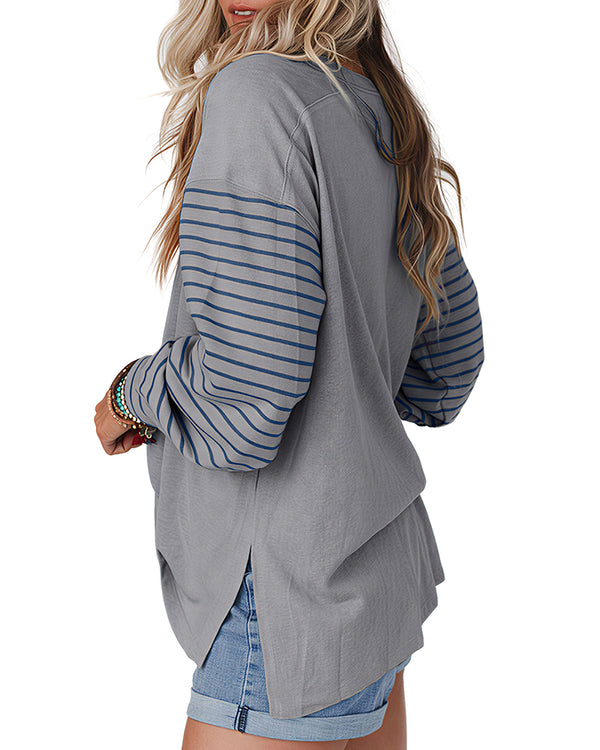 Curvvvy™ Müheloses Oversized-Sweatshirt mit Kerb-V-Ausschnitt