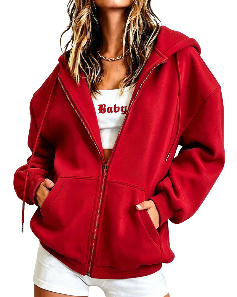 Curvvvy™ Strukturierte Bomberjacke mit Stehkragen, Tunnelzug und Reißverschluss