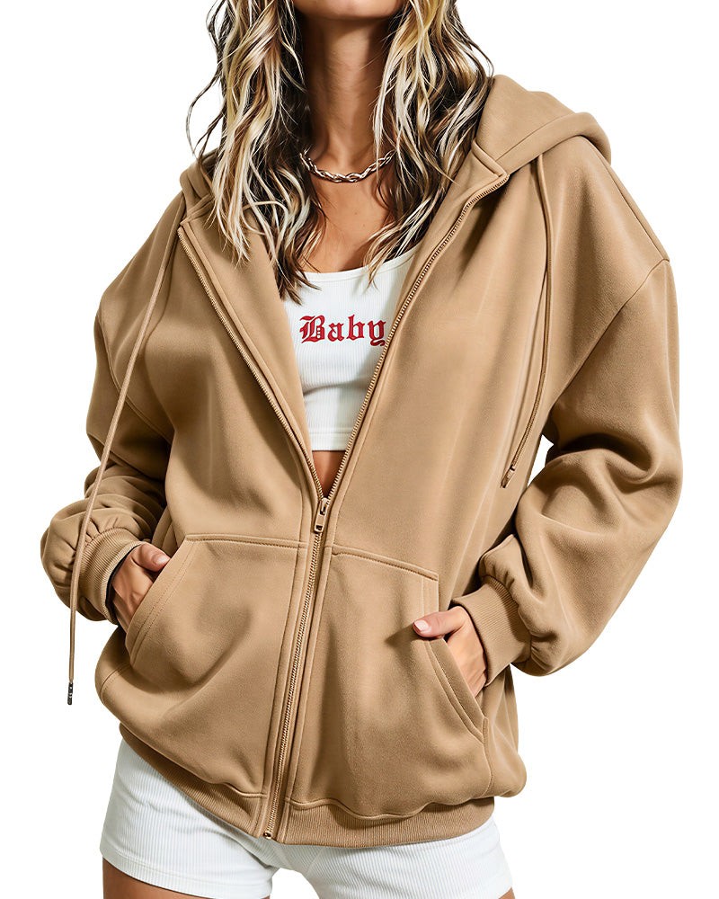 Curvvvy™ Strukturierte Bomberjacke mit Stehkragen, Tunnelzug und Reißverschluss