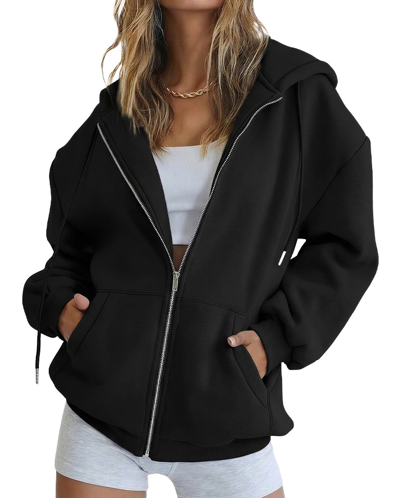 Curvvvy™ Strukturierte Bomberjacke mit Stehkragen, Tunnelzug und Reißverschluss