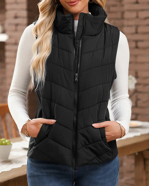 Curvvvy™ Strukturierte Bomberjacke mit Stehkragen, Tunnelzug und Reißverschluss