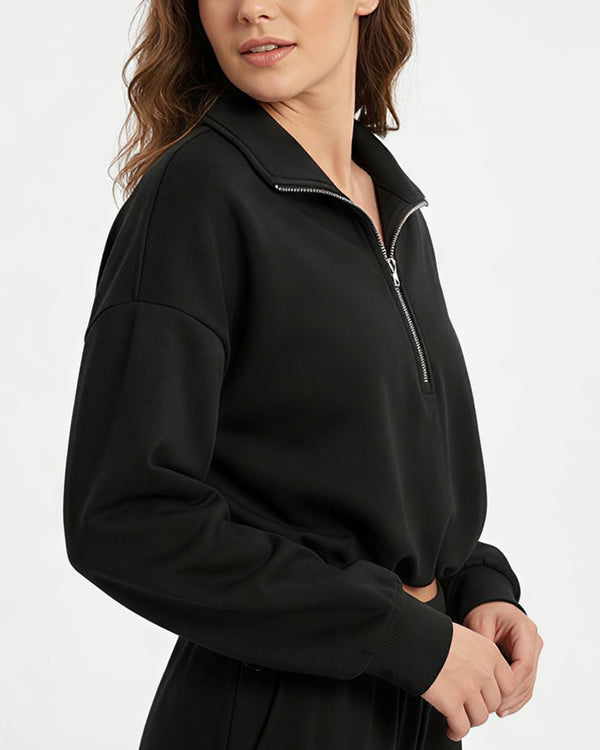 Curvvvy™ Strukturierte Bomberjacke mit Stehkragen, Tunnelzug und Reißverschluss