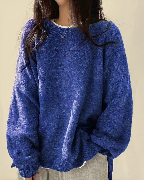 Curvvvy™ Oversized Crew Neck Knit Sweater