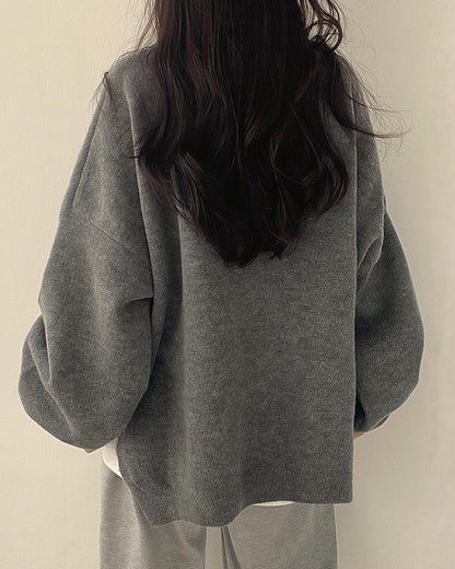 Curvvvy™ Oversized Crew Neck Knit Sweater