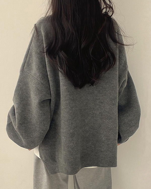 Curvvvy™ Oversized Crew Neck Knit Sweater