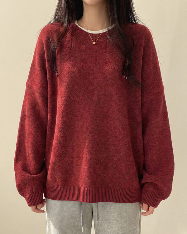 Curvvvy™ Oversized Crew Neck Knit Sweater
