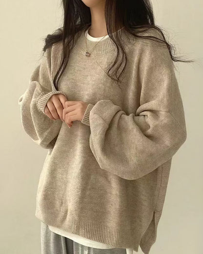 Curvvvy™ Oversized Crew Neck Knit Sweater