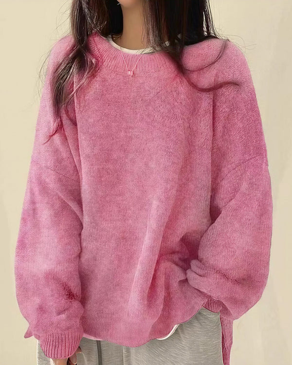 Curvvvy™ Oversized Crew Neck Knit Sweater