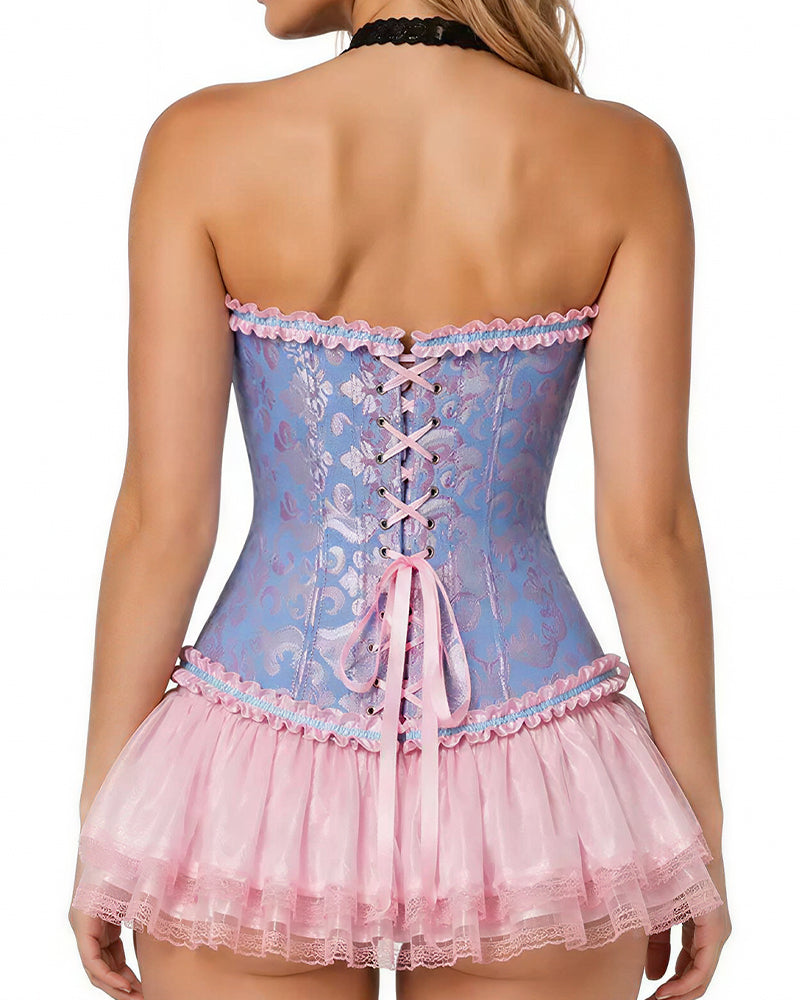 Curvvvy™ Bustier Corset in Pizzo Leopardato con Rete Trasparente