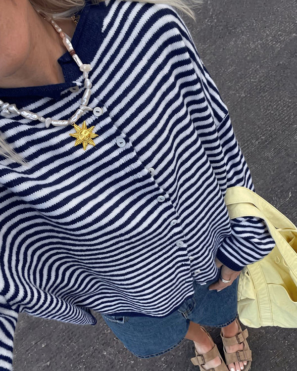 Curvvvy™ Retreat Striped Knit Cardigan