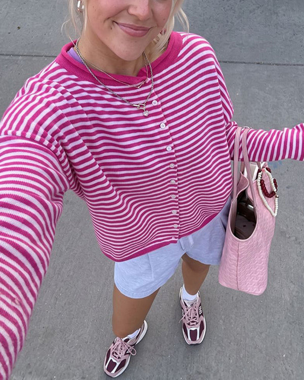 Curvvvy™ Retreat Striped Knit Cardigan
