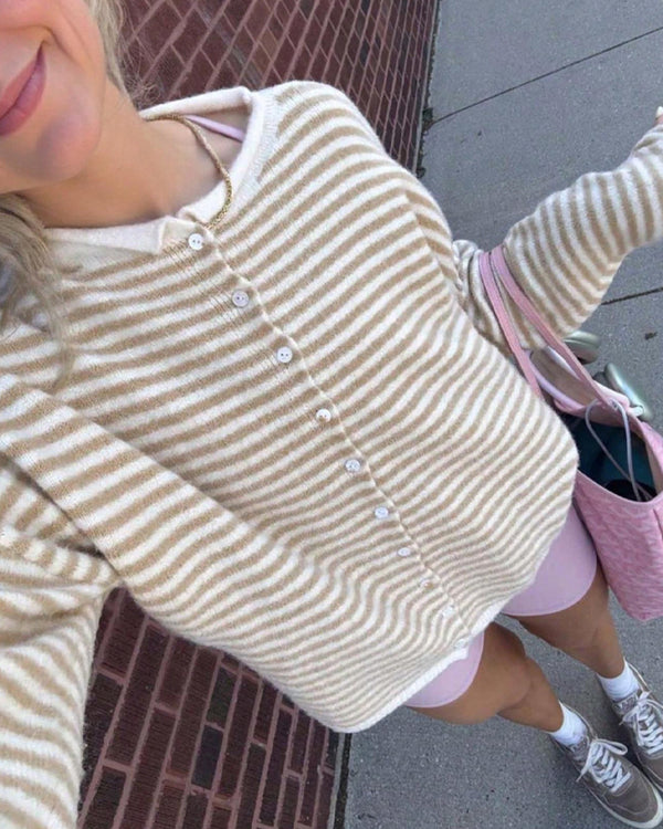 Curvvvy™ Retreat Striped Knit Cardigan