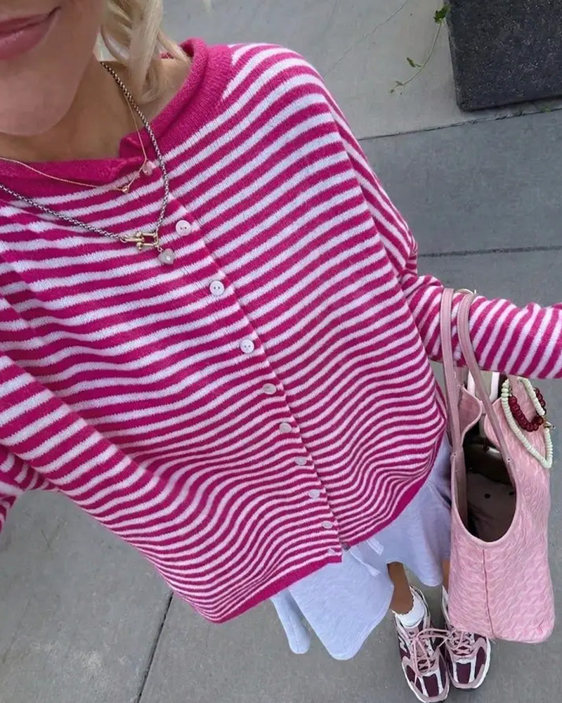 Curvvvy™ Retreat Striped Knit Cardigan