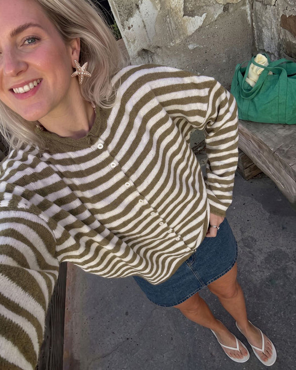 Curvvvy™ Retreat Striped Knit Cardigan
