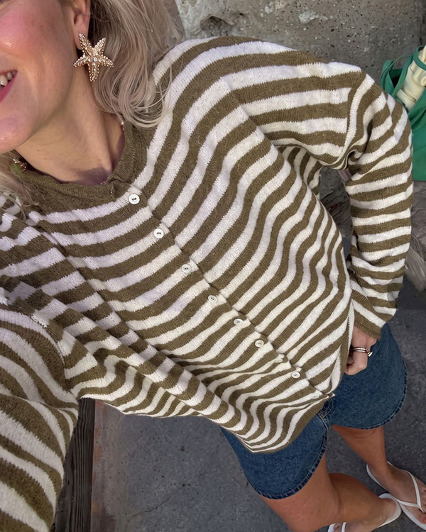 Curvvvy™ Retreat Striped Knit Cardigan