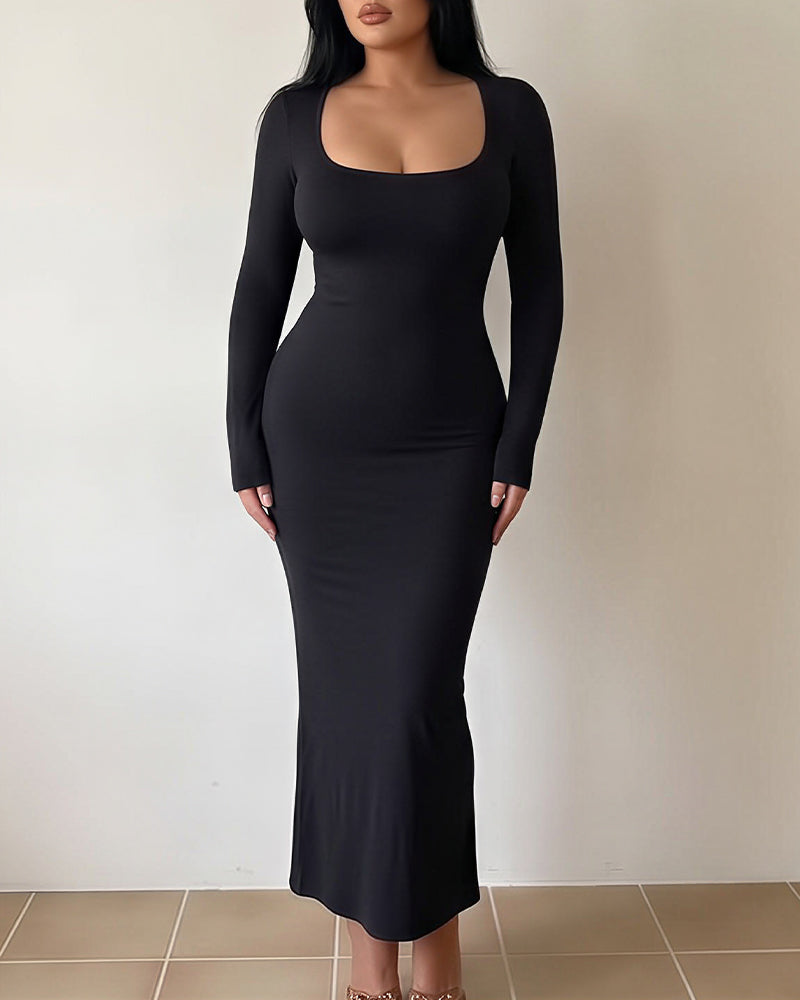 Curvvvy™ Vestido Camisero Maxi Vintage de Ante Sintético con Ribete de Encaje