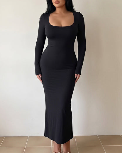Curvvvy™ Vestido Camisero Maxi Vintage de Ante Sintético con Ribete de Encaje