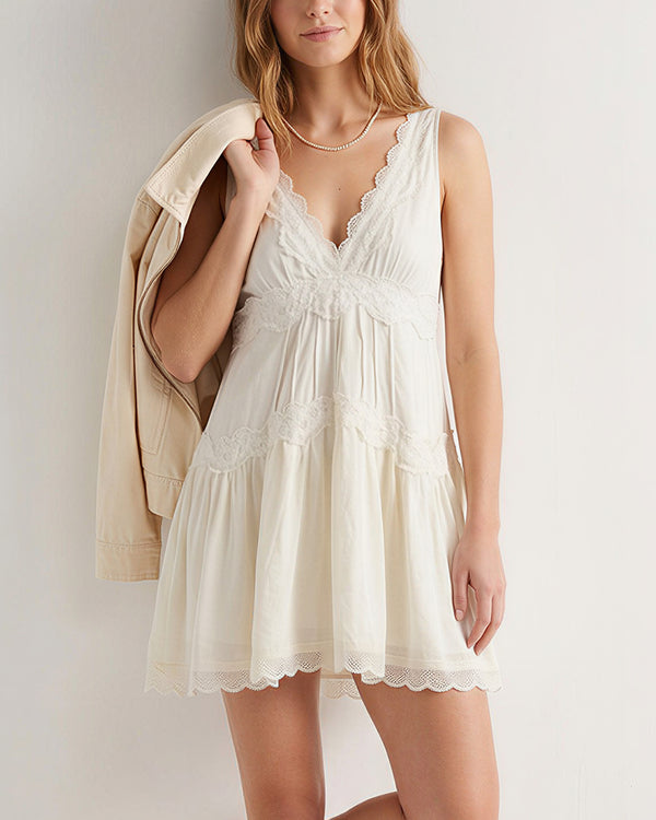 Curvvvy™ Romantic Lace Trim Babydoll Dress