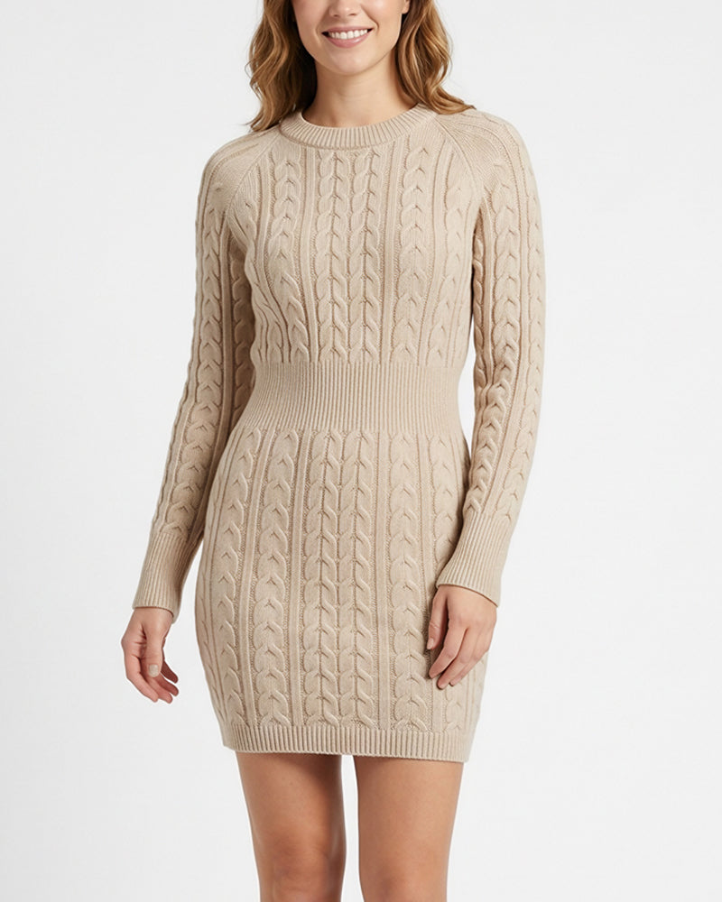 Curvvvy™ Cable Knit Bodycon Sweater Dress