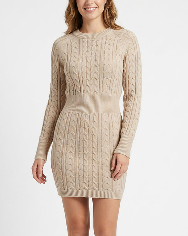 Curvvvy™ Cable Knit Bodycon Sweater Dress