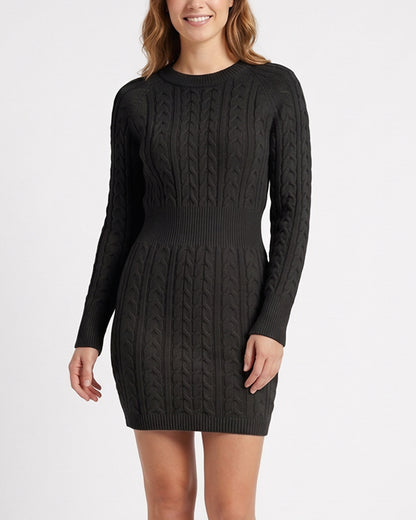 Curvvvy™ Cable Knit Bodycon Sweater Dress