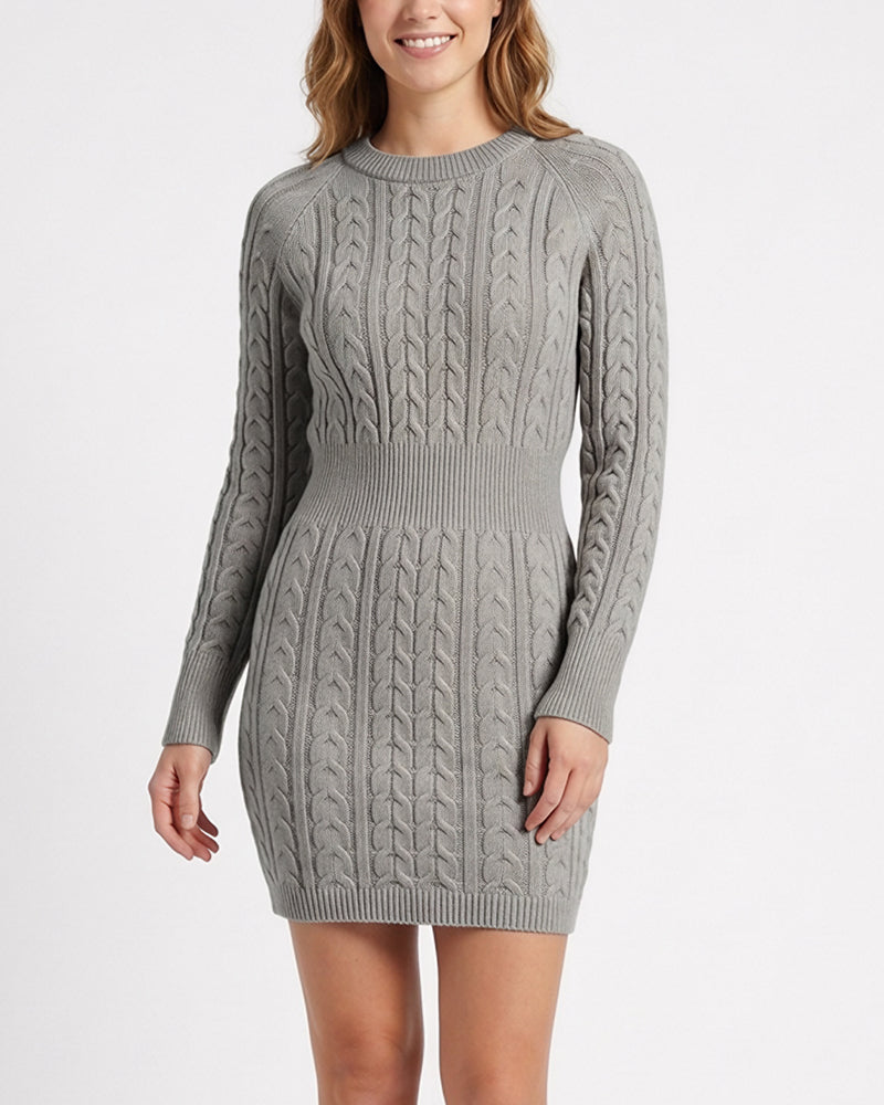 Curvvvy™ Cable Knit Bodycon Sweater Dress