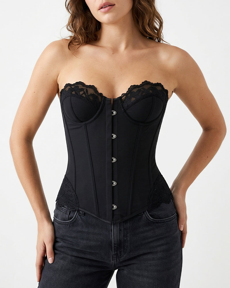 Curvvvy™ Vintage Leopard Print Mesh Boned Corset Top