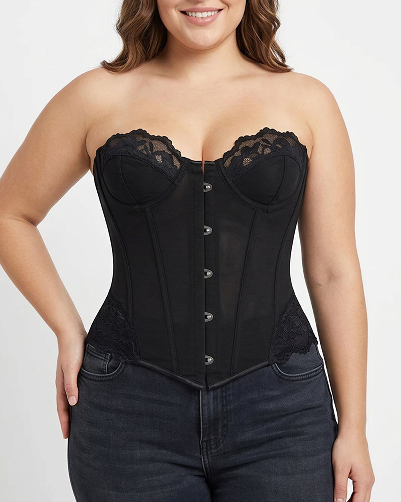 Curvvvy™ Vintage Leopard Print Mesh Boned Corset Top